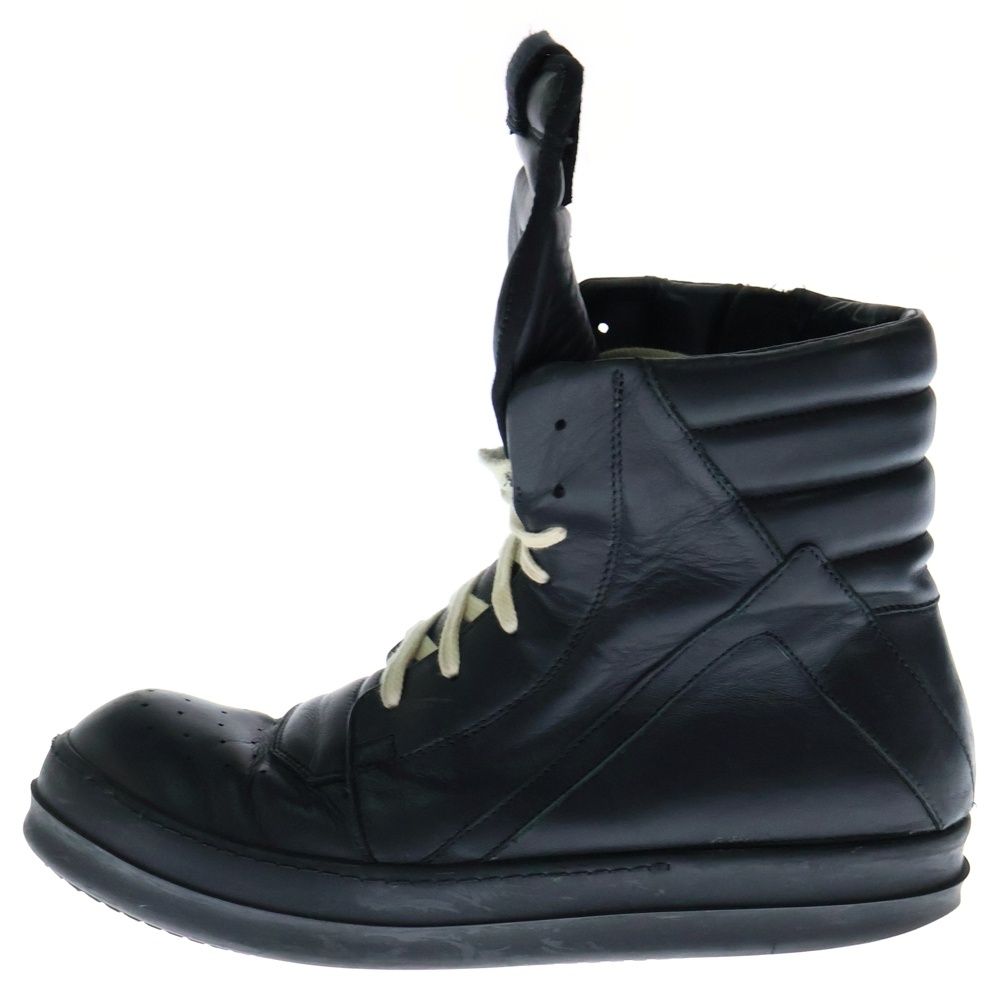 Rick Owens ブラック ジップ レザー ハイカット スニーカー Rick Owens (リックオウエンス) GEOBASKET ジオバスケット
