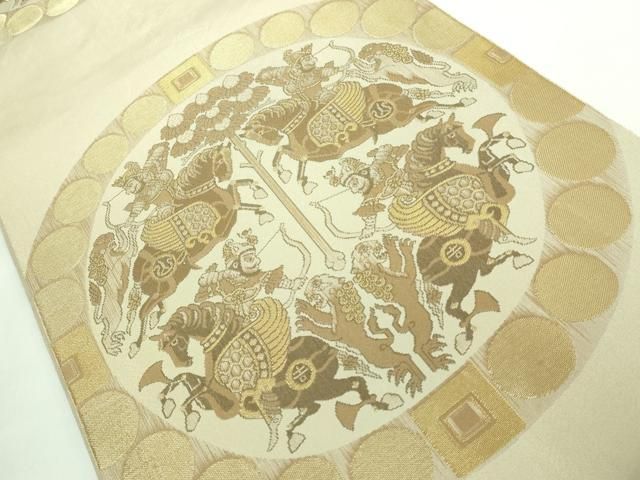 平和屋本店□最高級 人間国宝 北村武資 経錦 六通柄袋帯 狩猟紋 利休