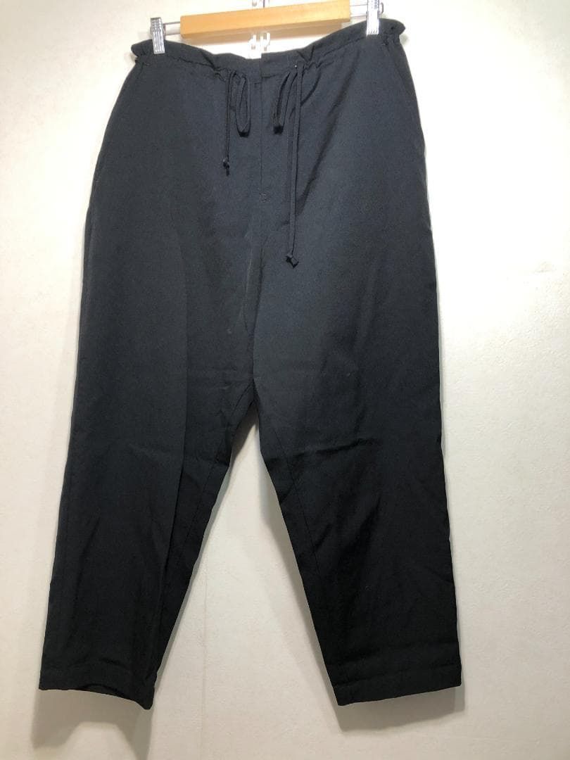 086032 Y’s GABARDINE BIG TAPERED STRING PANTS 2 ブラック ウール 麻 リネン サルエル テーパード パンツ ワイズ yohji yamamoto ヨウジヤマモト 23ss
