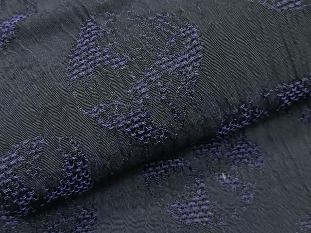 平和屋本店□極上 撫松庵 両面 半幅帯 丸文 紫黒色地 逸品 CZAA2700s5