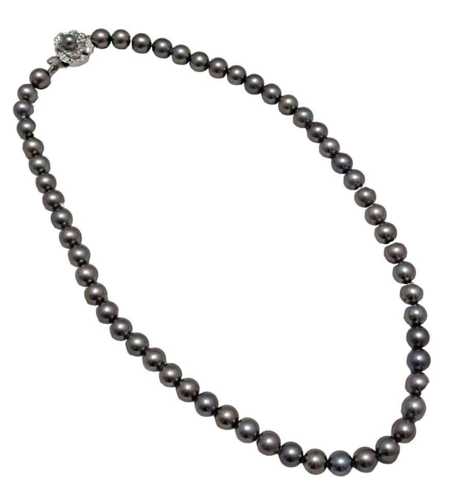 黒真珠　ネックレス　材質silver　美品