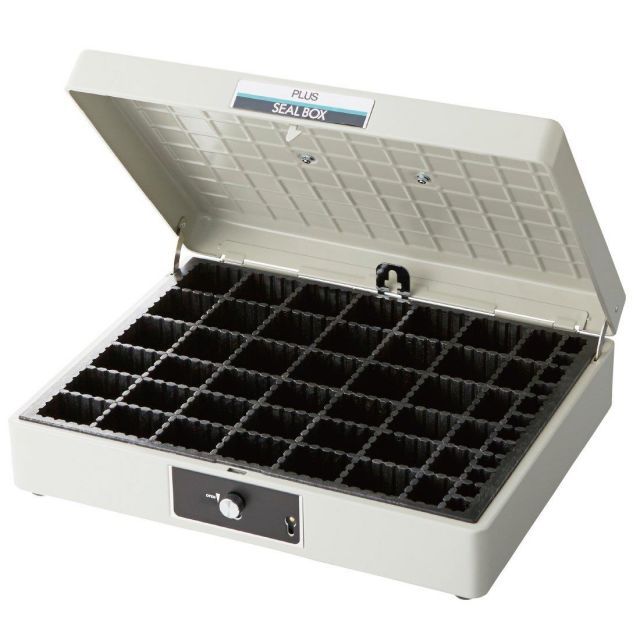 PLUS プラス スチール印箱 エルグレー 特大 科目印収容数252個 SB-001 37-160