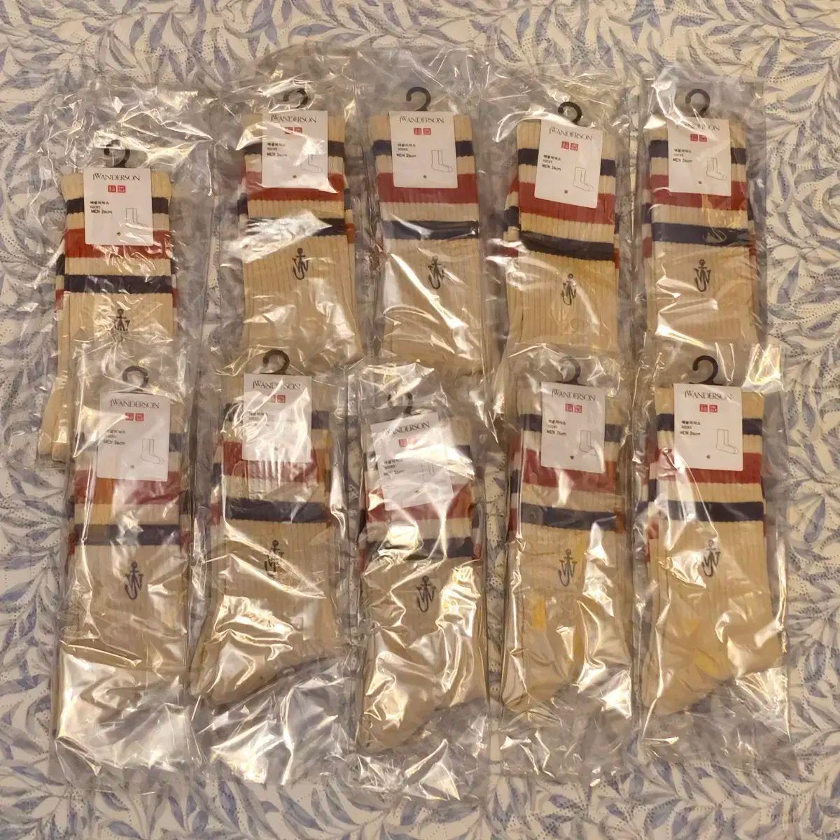 UNIQLO JW Kinloch Anderson キンロックアンダーソン ボーダー ソックス メンズソックス ベージュ 10個 未開封