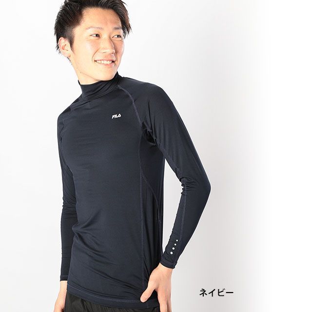 スポーツインナー メンズ フィラ FILA ストレッチ 長袖 ハイネック Tシャツ フィットネス コンプレッションシャツ 3色 M L LL  445-111