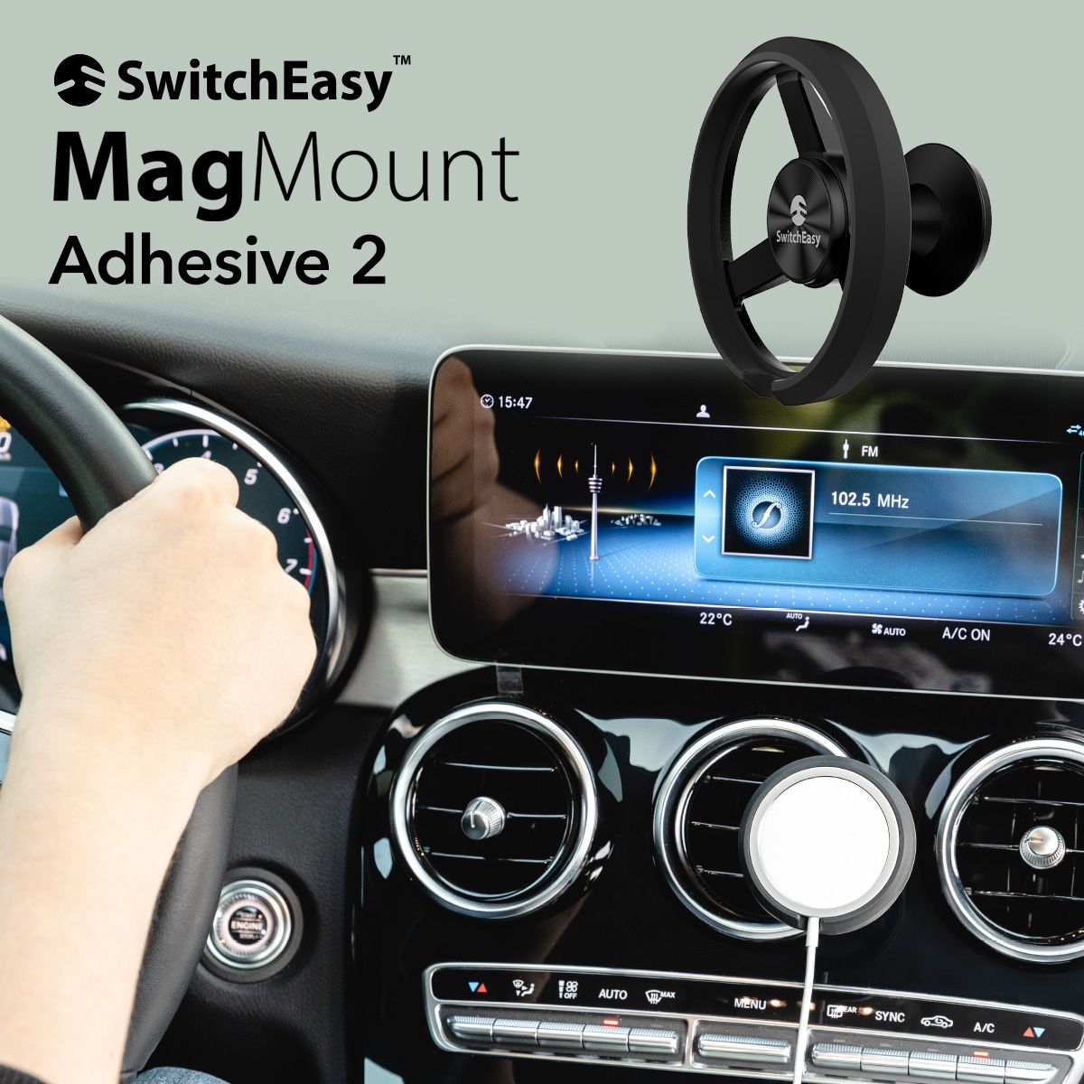 MagSafe 車載 スマホスタンド MagSafe 対応 マグネット スマホ 角度 調整 車 ダッシュボード 車載ホルダー MagSafe充電器 マグセーフ 対応 SwitchEasy MagMount