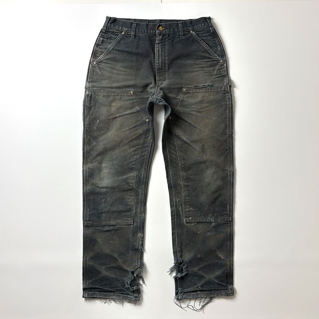 carhartt ダブルニー　usa製 鬼フェード ブラック w34l32 カーハート ダブルニー ペインターパンツ 黒 フェード W34L32