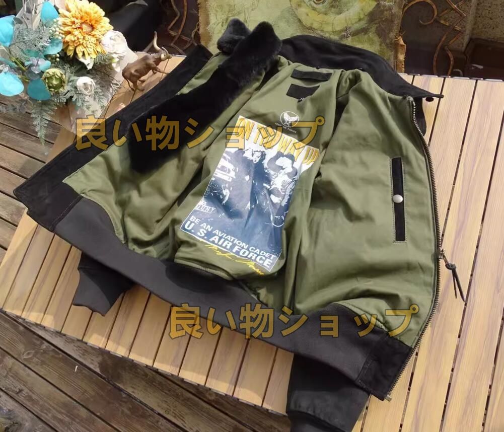 秋冬 B15牛革 レトロ 本革 上品 ファー襟 フライトジャケット メンズライダースジャケット 革ジャン Ｓ～5XL