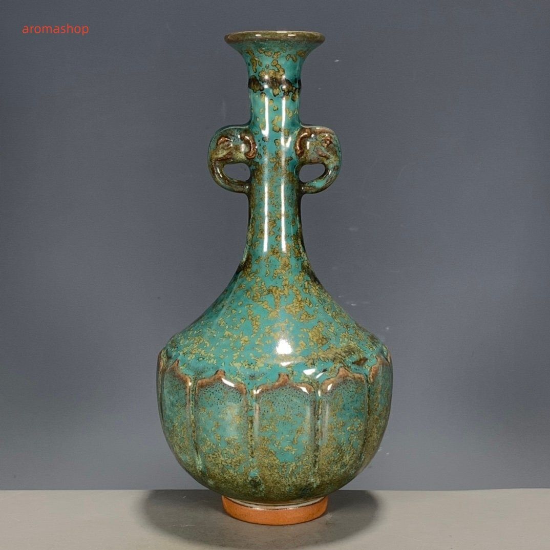 中国骨董【 鈞磁窯変象耳尊、礼器花瓶】陶磁器名品貴重希少在銘あり大変縁起の良い物 中国骨董【 鈞磁窯変象耳尊、礼器花瓶】陶磁器名品貴重希少在銘