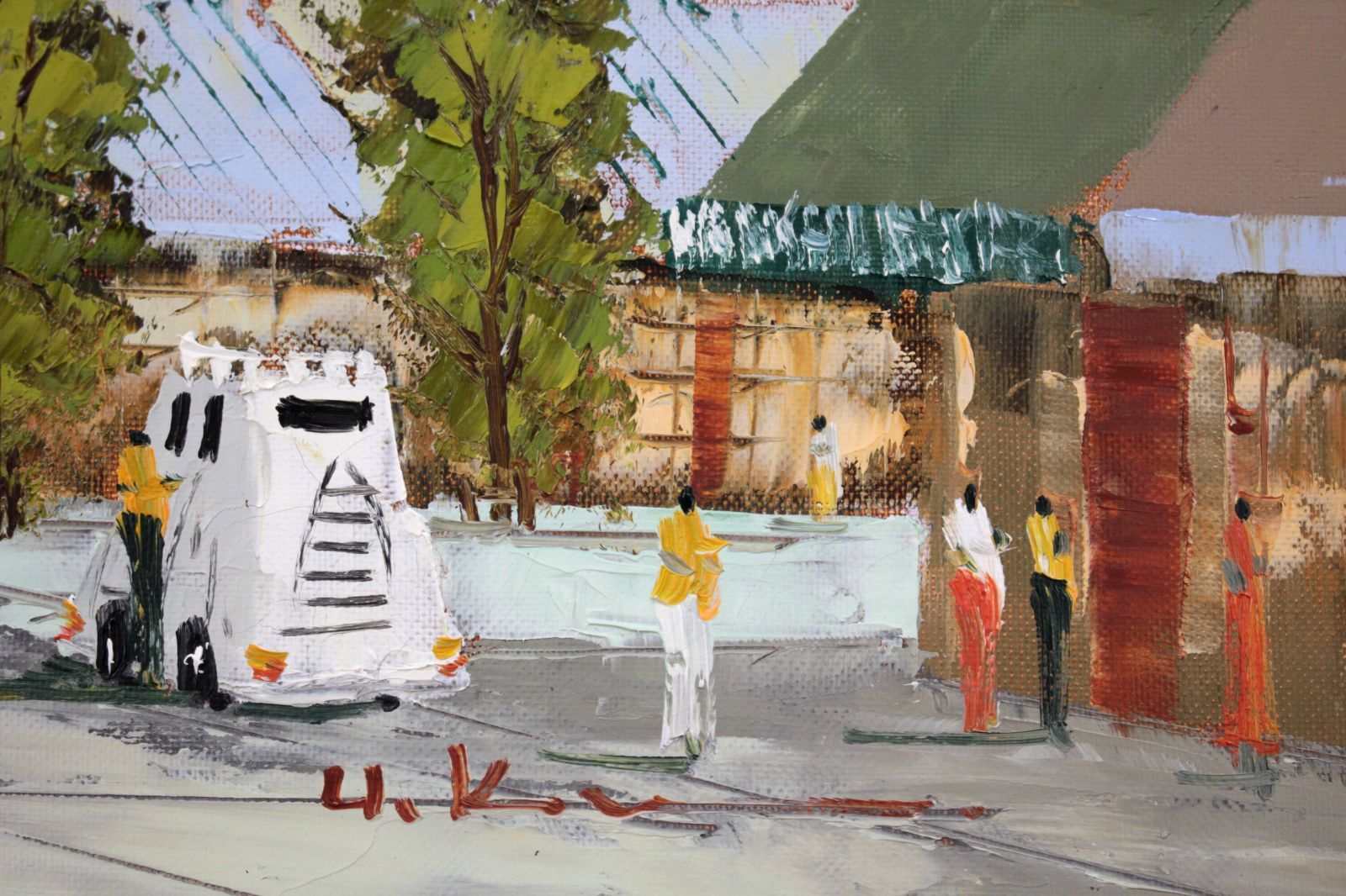 最安値，人気 【ト萬】黒沢久「運河の風景」油彩 F4 彩日会委員