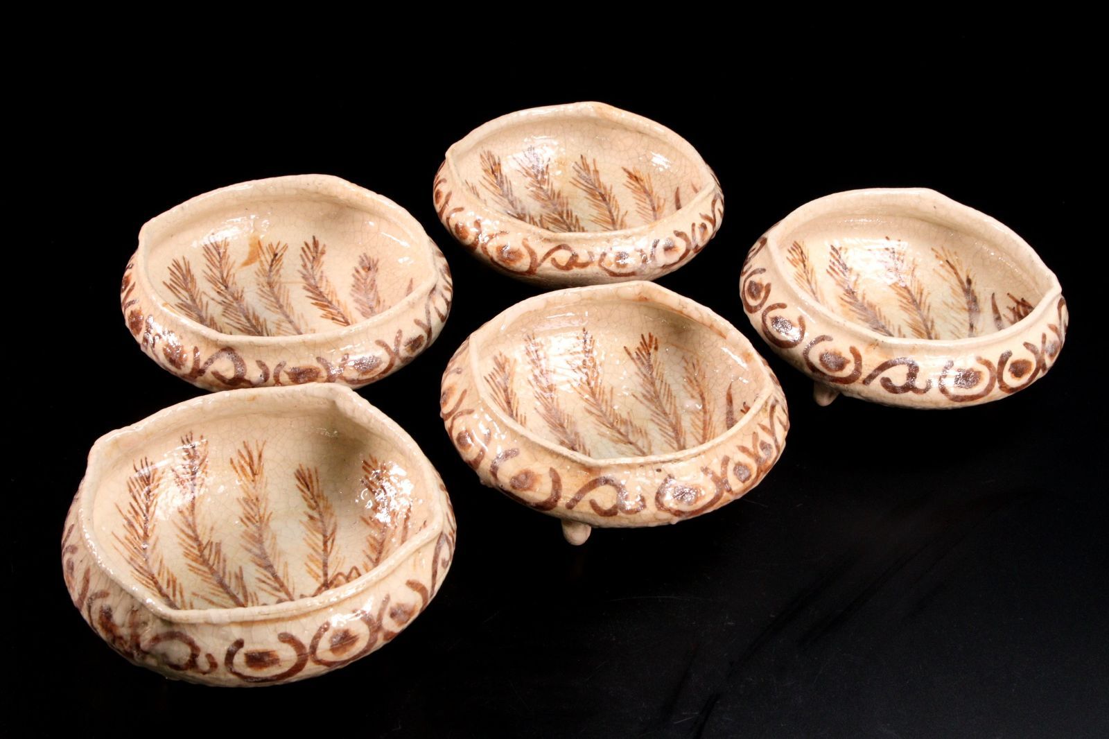 北大路魯山人 志野向付 5客 17cm 菊田清年識箱 唐物 骨董 古美術 楾