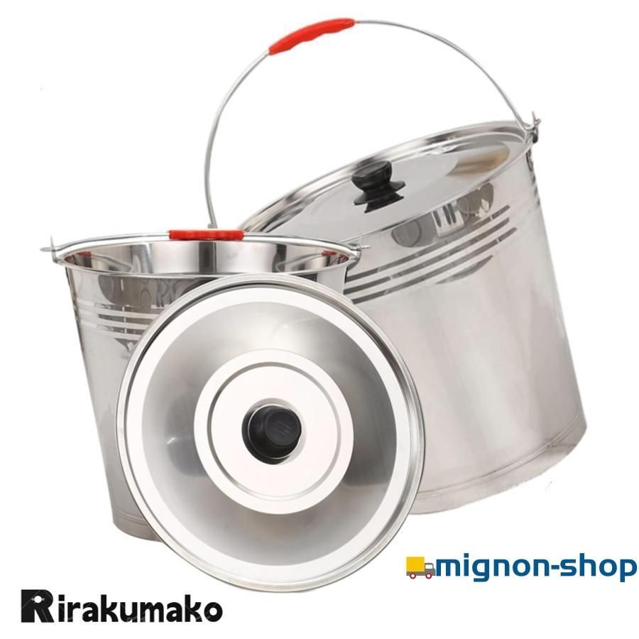 青い金属バケツ 蓋付き 収納用