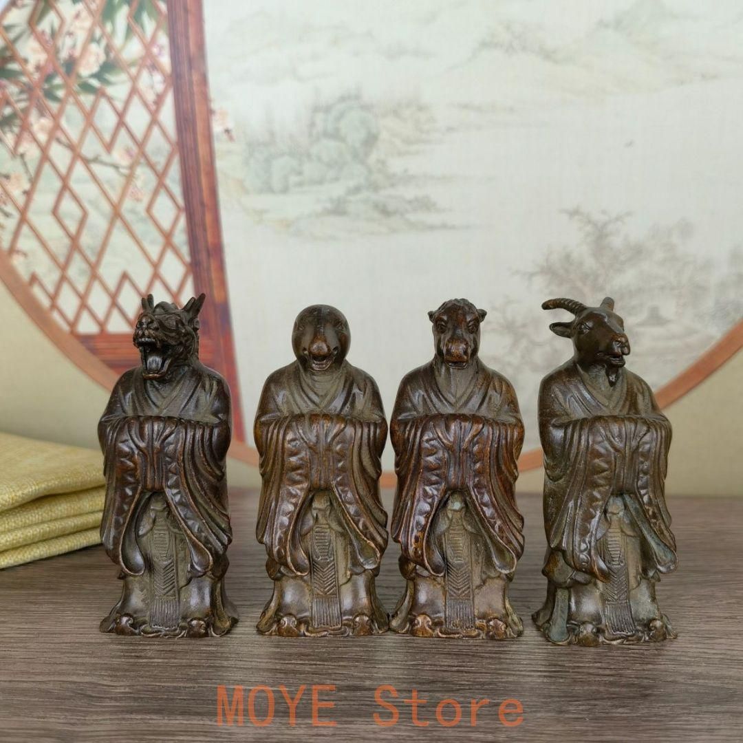 銅製 十二十二干支 茶台 玄関 博古架 装飾品 工芸品 置物