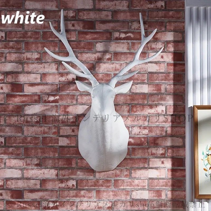 壁掛け インテリア 鹿 モノトーン ハンティングトロフィー調 おしゃれ 置物 アート オーナメント 動物 アニマル 白 ホワイト ブラック 4-7 NEXPOTALLINN_EU