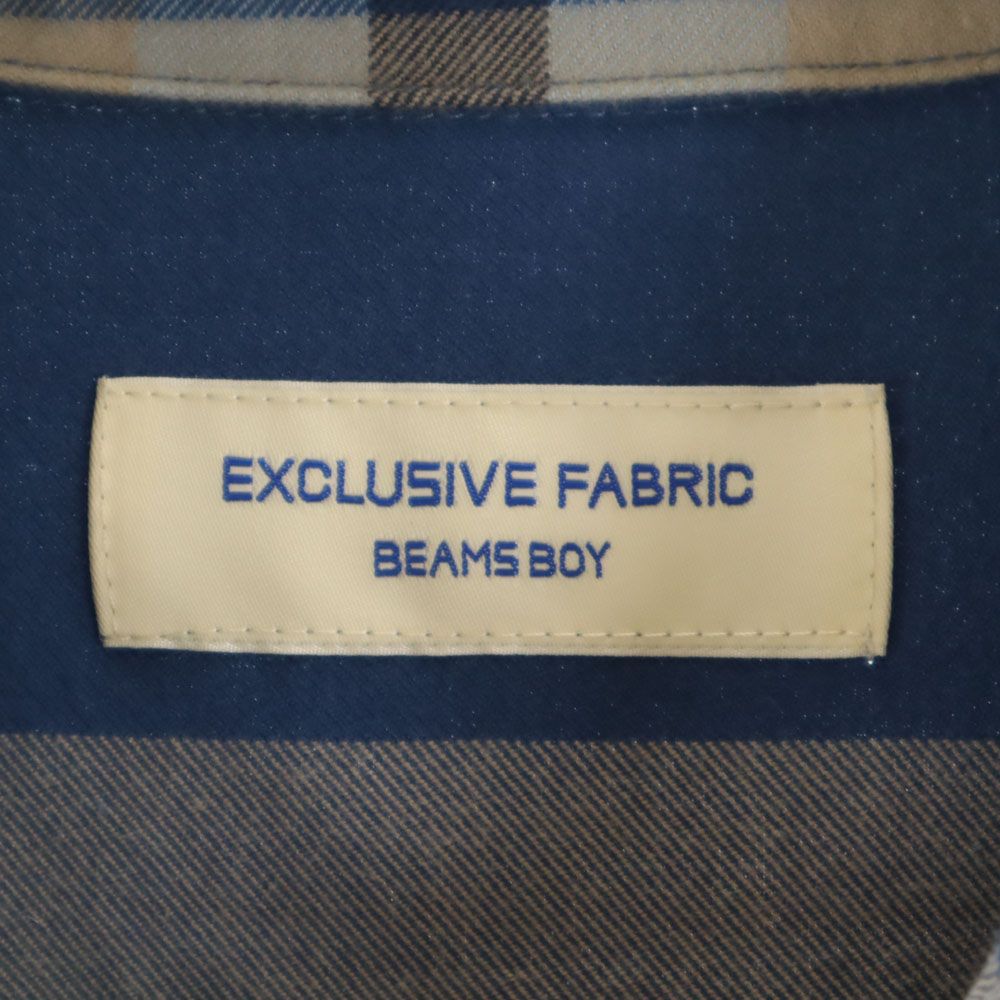 ビームスボーイ チェック柄 長袖 ロング シャツワンピース ブルー系 BEAMS BOY EXCLUSIVE FABRIC レディース