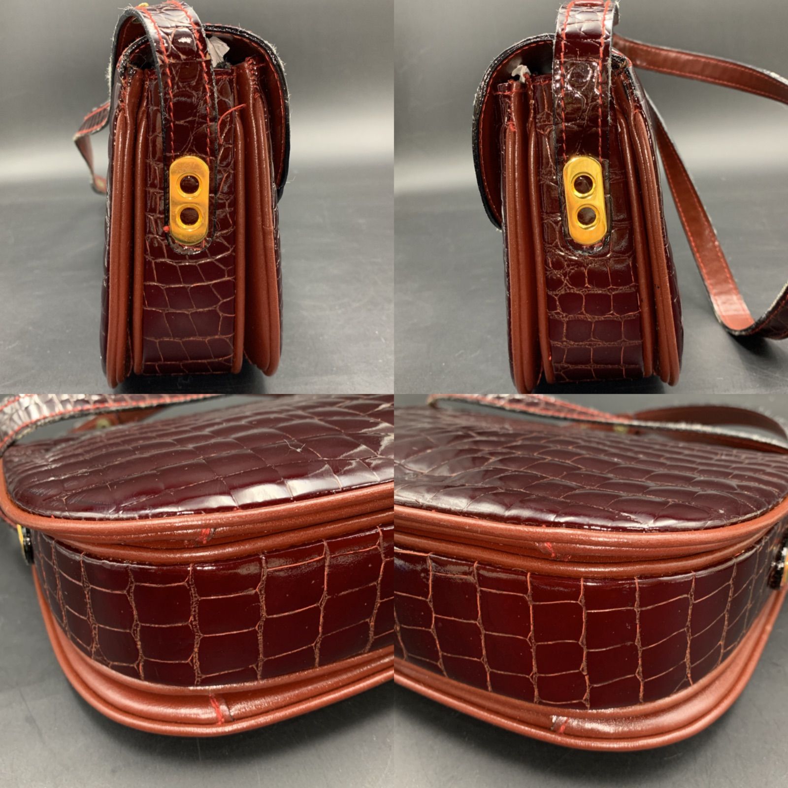 82 FBM エフビーエム MADE IN ITALY クロコ ショルダーバッグ - メルカリ