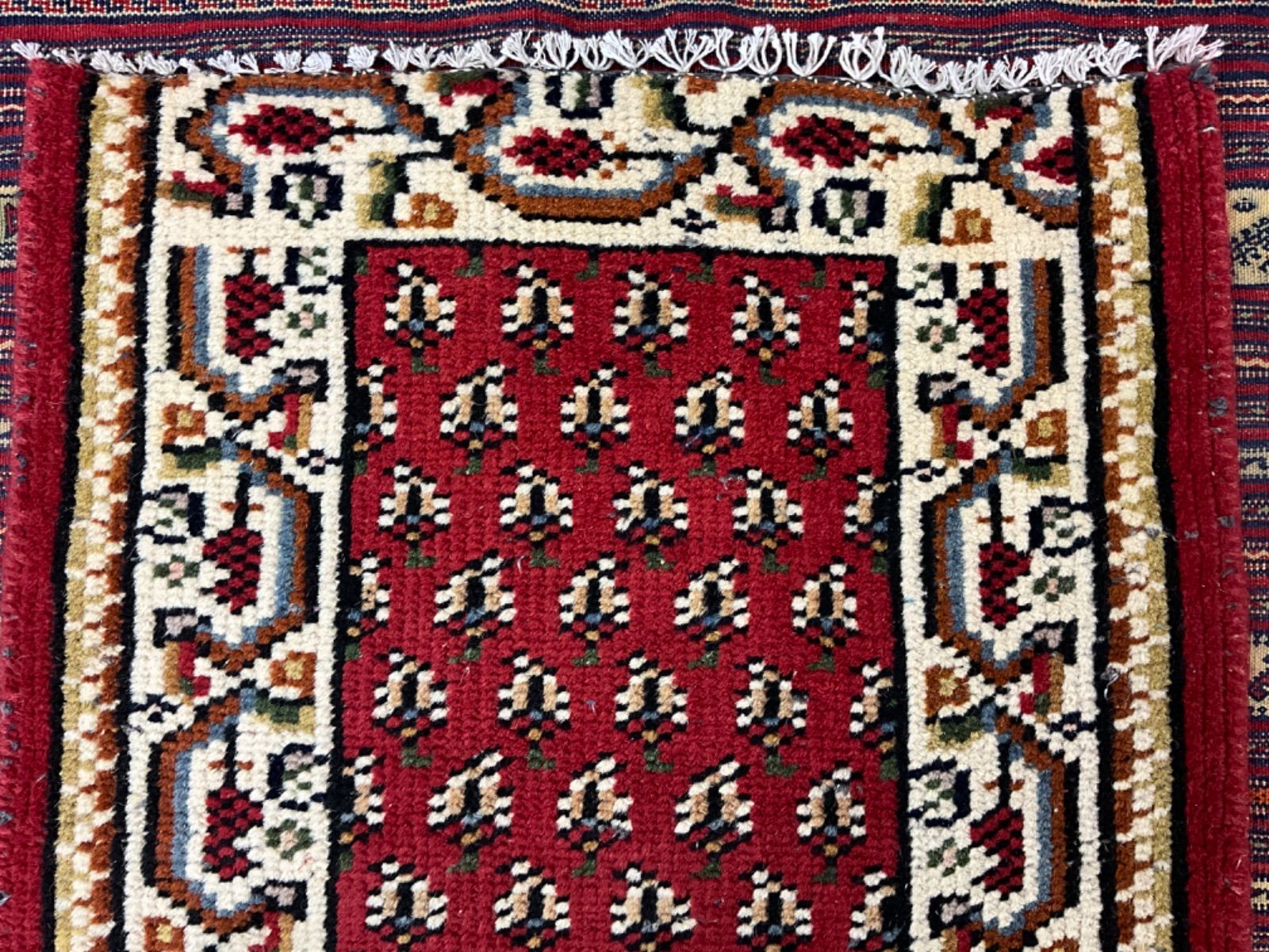 ヴィンテージラグ インド 手織り絨毯 ハンドメイド ウール コットン