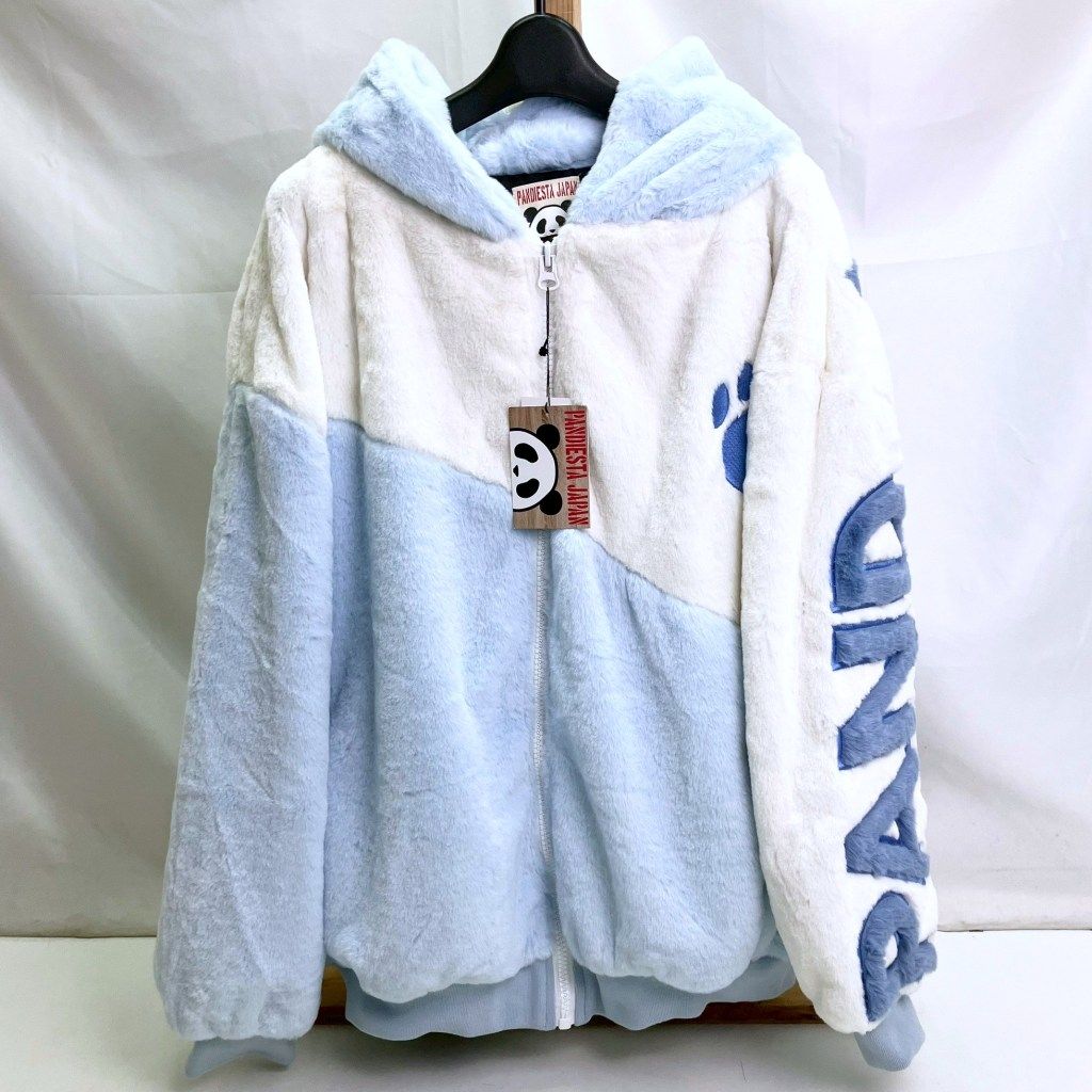 01w-5426 パンディエスタ PANDIESTA JAPAN パンダ ジップ ファーパーカー 592212 サイズXL ブルー ホワイト アウター 品
