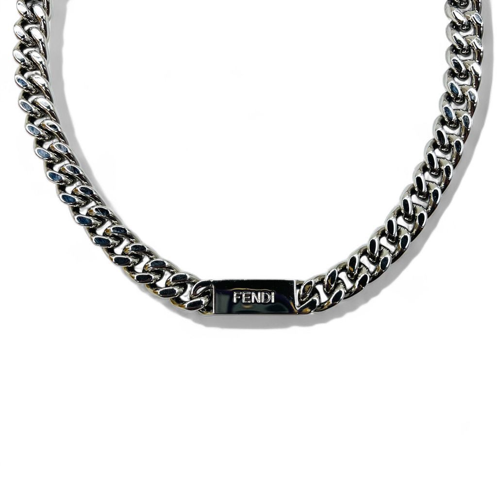 FENDI メタル チェーンネックレス シルバー 喜平 バゲット