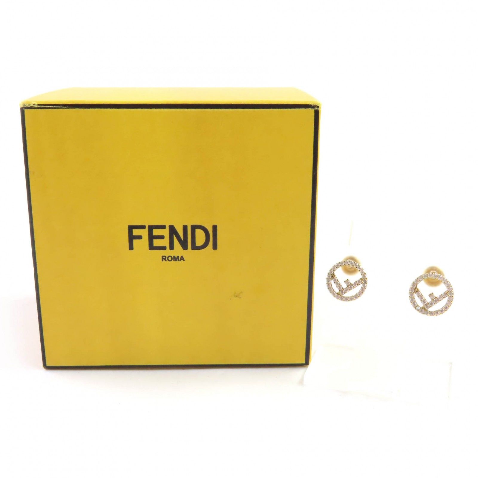 ［美品］FENDI ピアス Fロゴ ラインストーン ゴールド 極美品◇FENDI フェンディ エフ イズ フェンディ ピアス Fロゴ