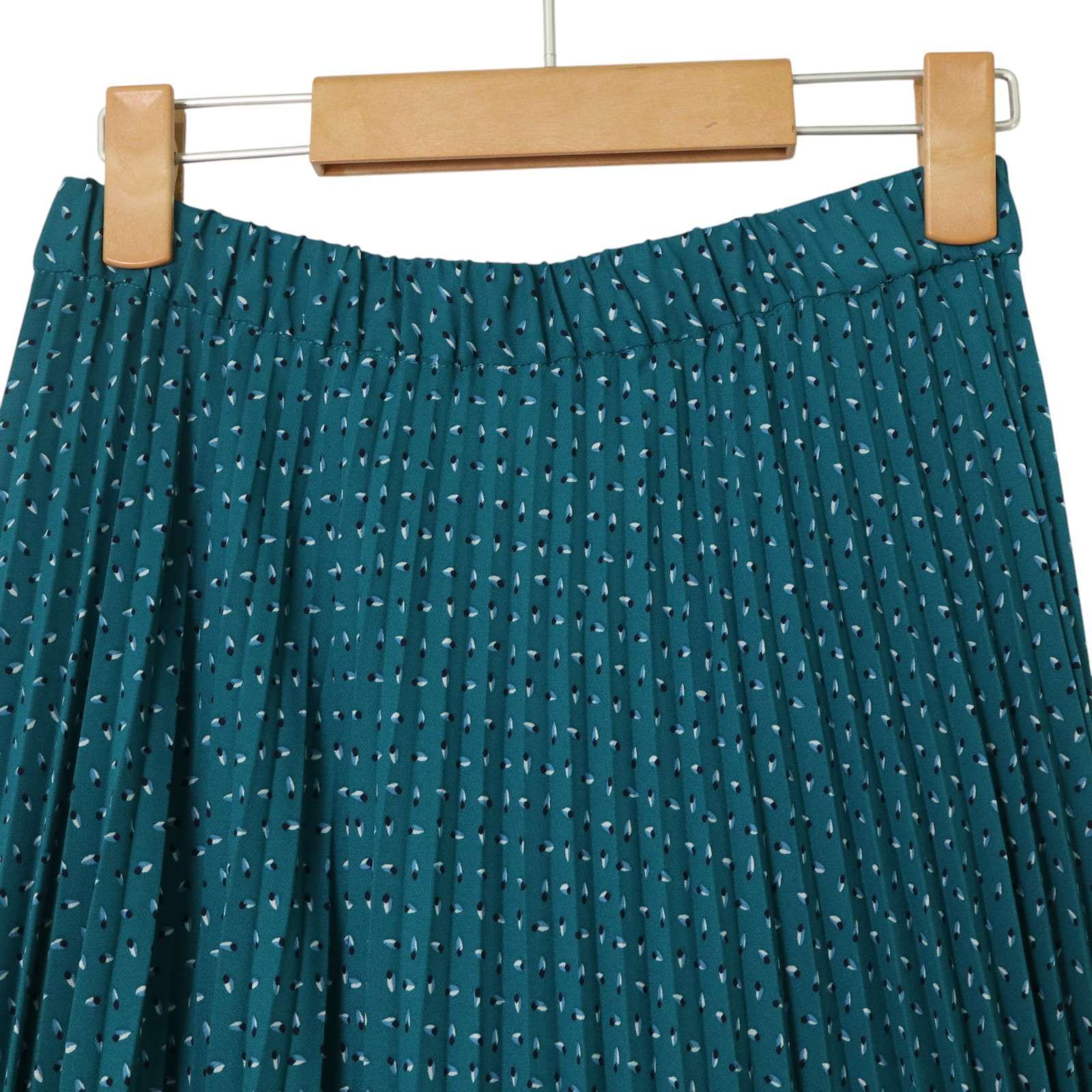 【美品】45R インディゴ　ドット　ロングスカート　フリーサイズ 美品】INDIVI インディヴィ 春夏☆ ドット風 総柄 プリーツ