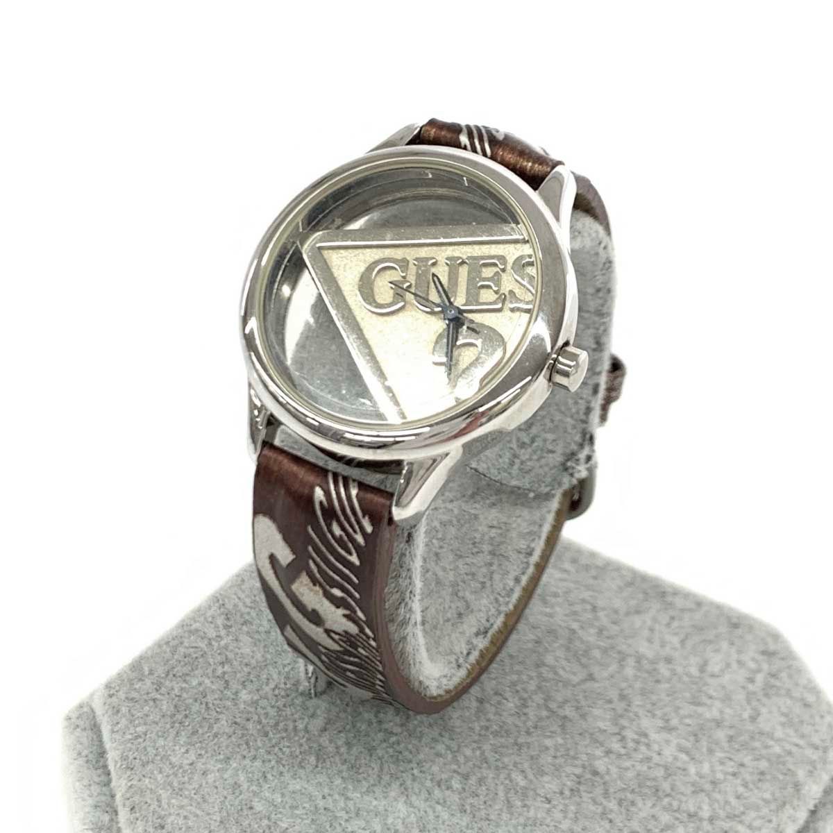 美品 GUESS ゲス 腕時計 シルバーカラー×ブラウン クォーツ SS 