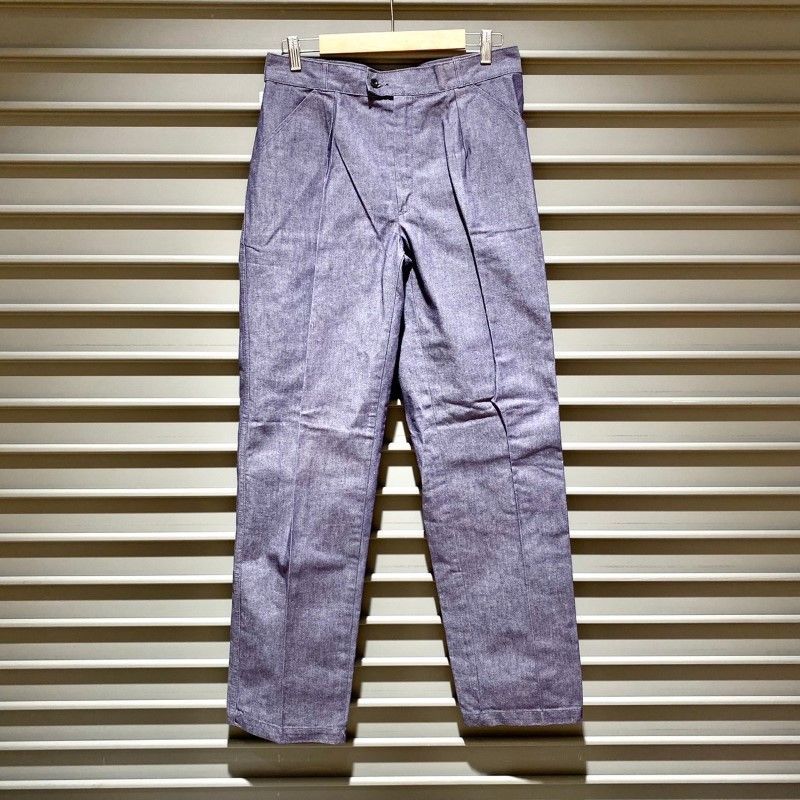 French Marine Denim Work Pants フランス海軍 デニム ワークパンツ 無地 サイズ：W32 L34.5 ネイビー系 ナス紺【PI】