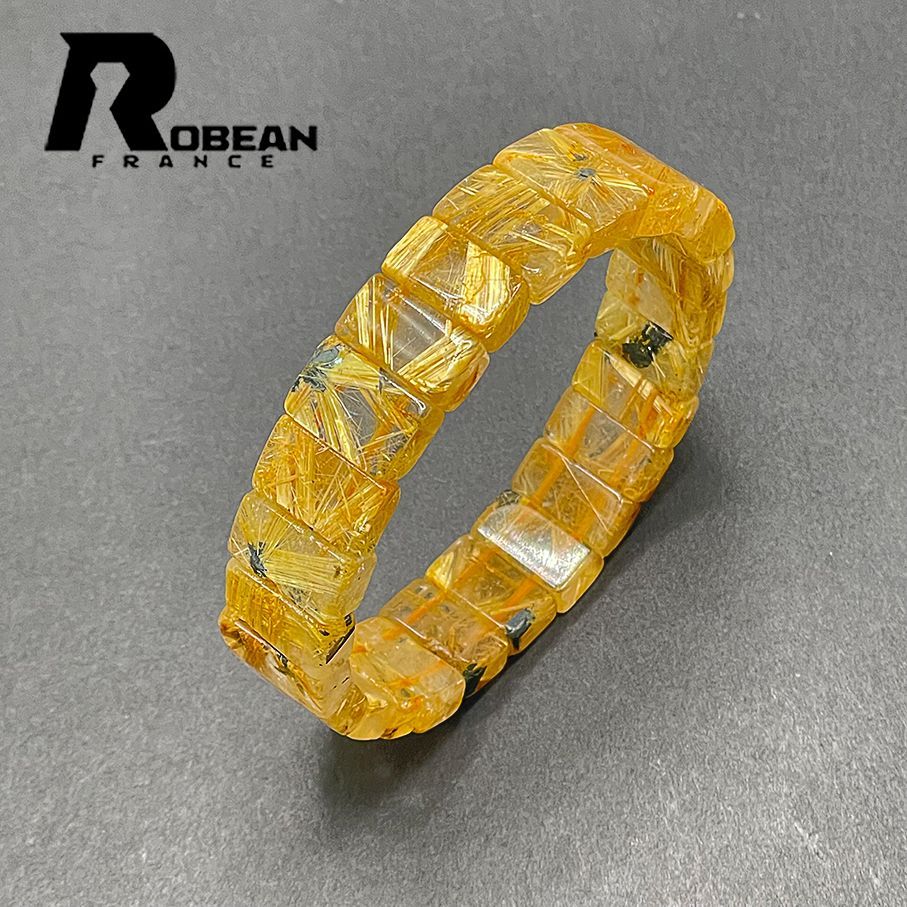 高級 EU製 定価10万円☆ROBEAN・太陽花タイチンルチルバングル☆黄金針