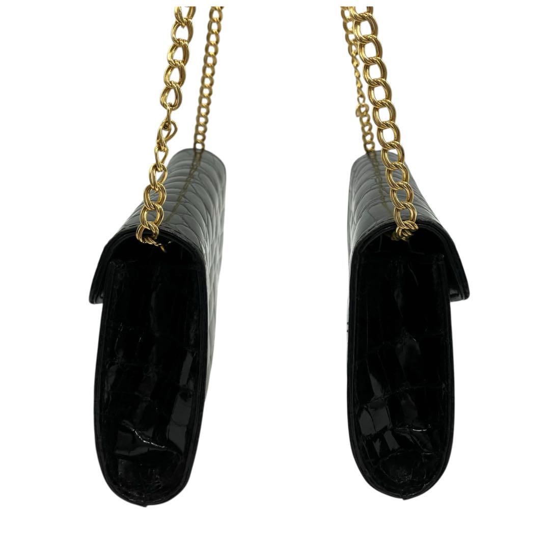 良品 2131 クロコダイル ショルダーバッグ チェーンショルダー  