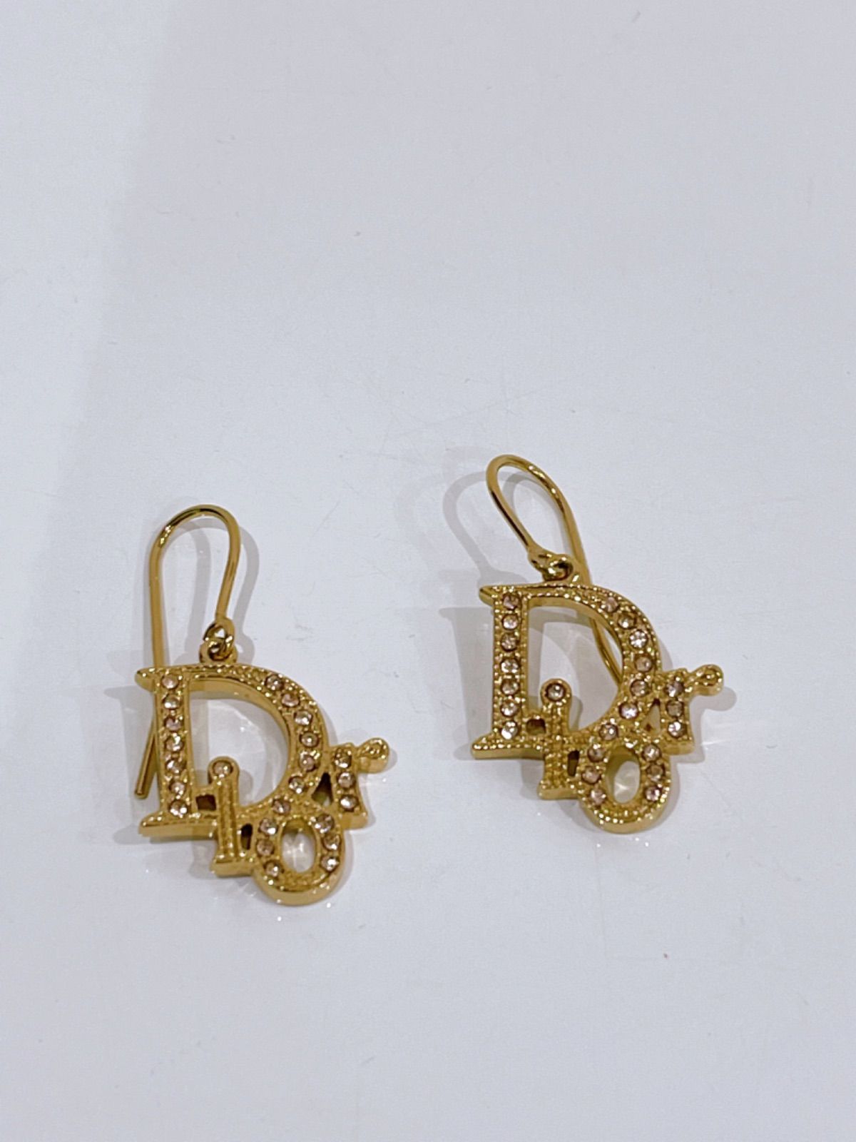 Dior ディオール ロゴ ゴールド ピアス ラインストーン