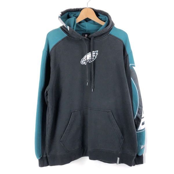 【古着】 Reebok リーボック プリントパーカー NFL フィラデルフィア イーグルス フードプリント ブラック系 メンズM 【中古】 n055988