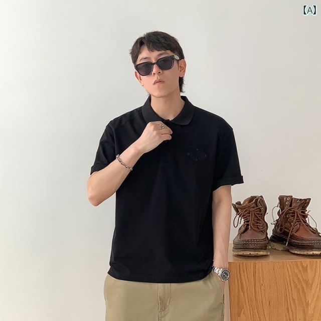 メンズ ファッション 服 用 オシャレ シンプル 大人 かっこいい ストリート 夏コーデ ステッチ ポロ シャツ 半袖 カジュアル トップス WWW_NOITHATQUANGTHANH_NET