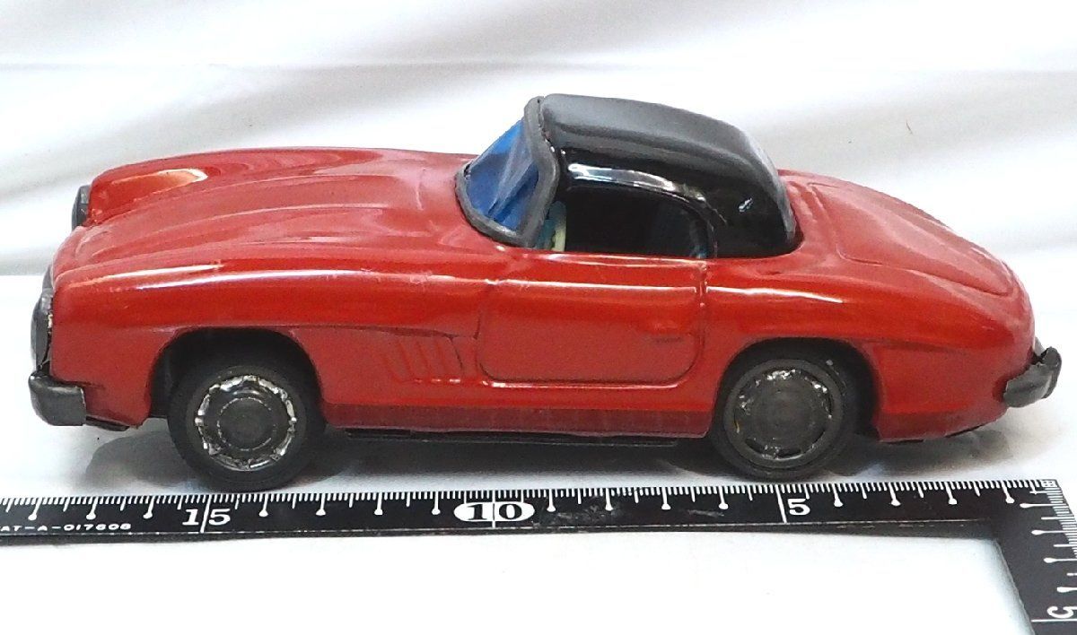 Asahi【Mecedes Benz 300SL ROADSTER メルセデスベンツ ロードスター赤】ブリキtin toy carミニチュア自動車ATC 旭玩具 アサヒ【箱無】0337