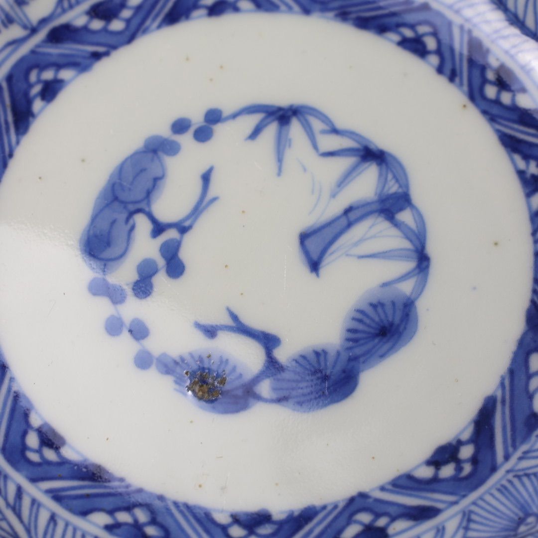 316 染付 線描 古伊万里 伊万里焼 骨董 アンティーク 膾皿 6枚セット