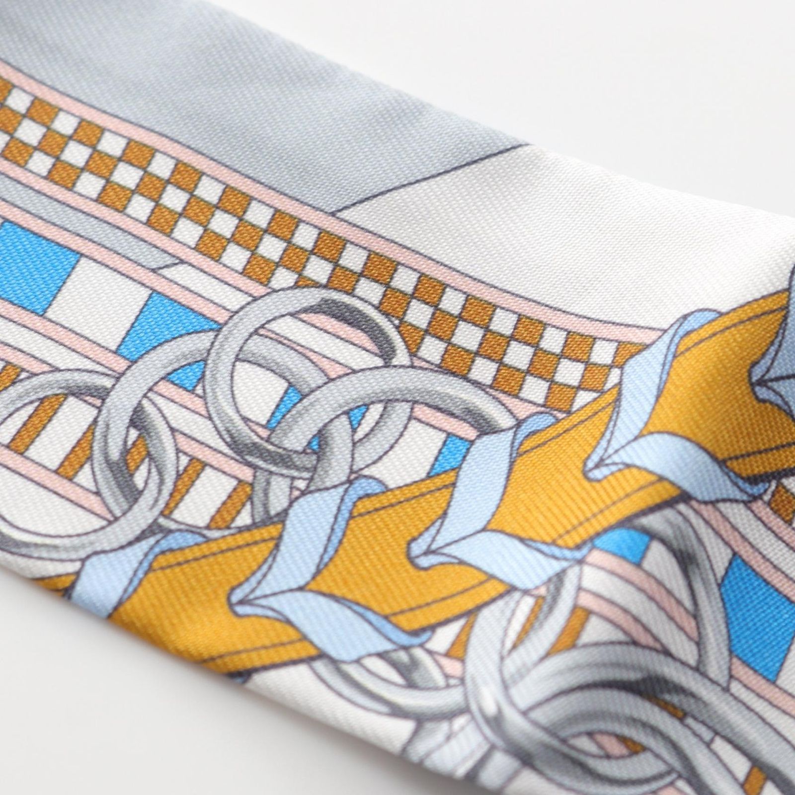 エルメス HERMES スカーフ ツイリー BRIDES ET GRIS GRIS ブルー