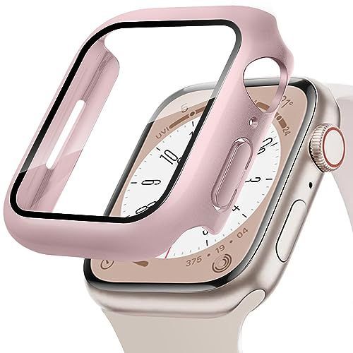 41mm_ローズゴールド POLINK 対応 Apple Watch ケース Series 987654SE2SE 41mm PC素材 強化ガラス アップルウォッチ 保護カバー 超薄型 高耐久 耐衝撃 高透過率 指紋防止 対応 Apple Watch カバー