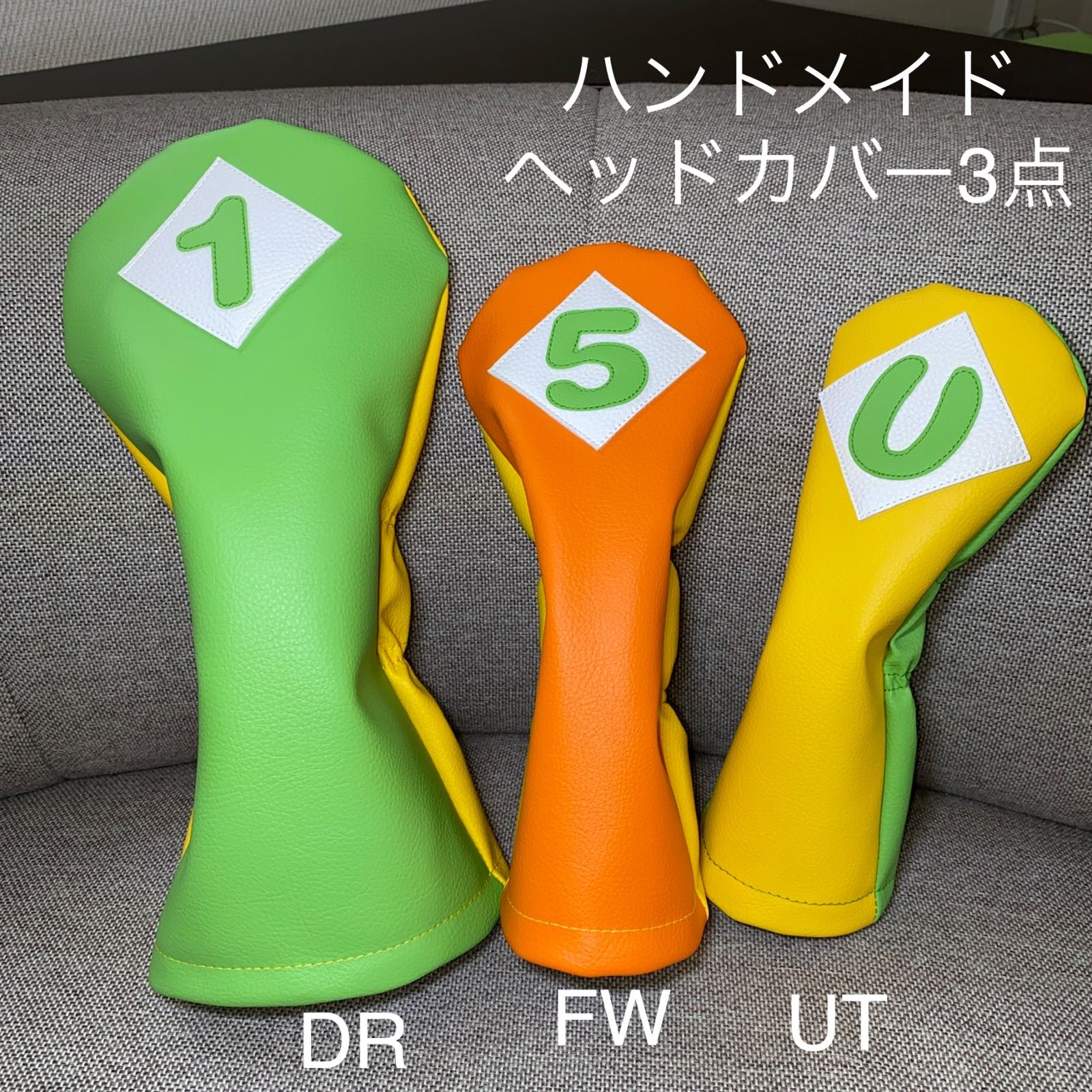 ヘッドカバー3点セット】ハンドメイド フェイクレザー 合皮 - メルカリ