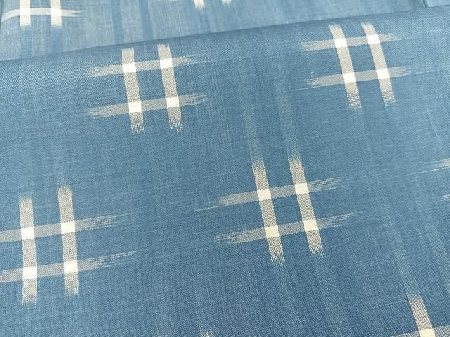 平和屋着物▽上質な紬 単衣 井桁絣 正絹 逸品 BAAT1128hv