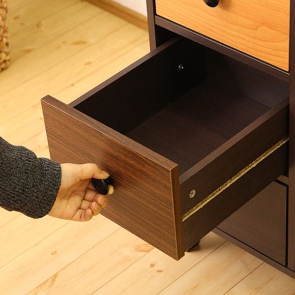 キャビネット 収納棚 幅59cm カラフル 引き出し4杯 木製 脚付き 取っ手  