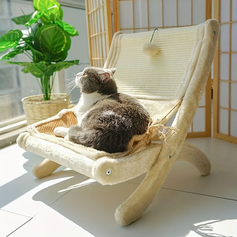 ソファ ベッド ペット 猫用 ハンモック 調節 小型 中型 夏用 冬用 オールシーズン おしゃれ 爪とぎ サイザル麻 スクラッチボード 白 ホワイト 4-7