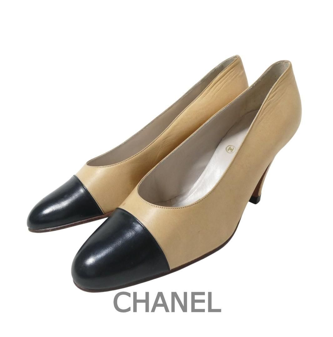 CHANEL シャネル サイズ35 約22㎝ バイカラー レザー ラウンドトゥ