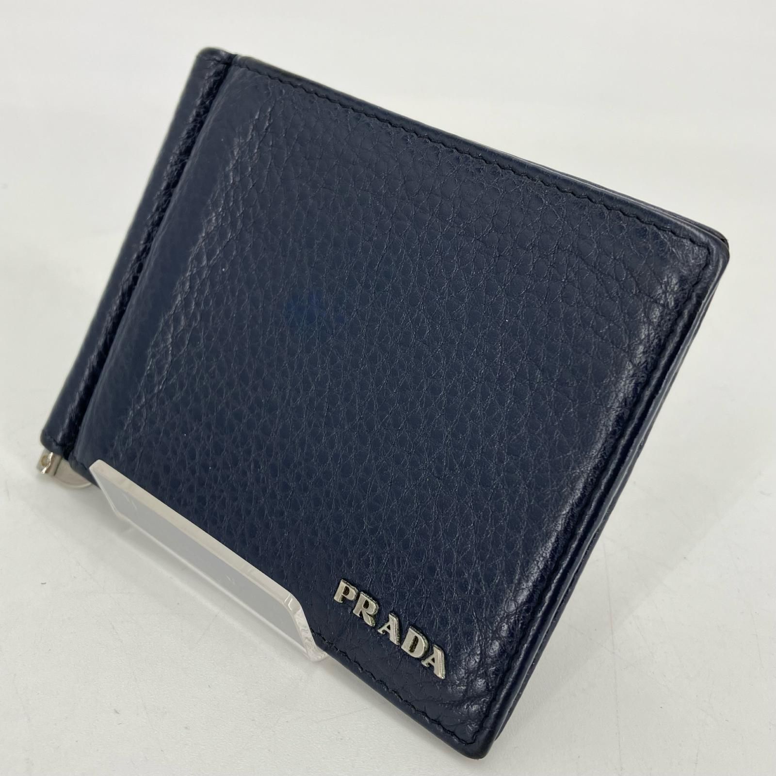 サフィアーノレザー製のブラックマネークリップPRADA ブラック