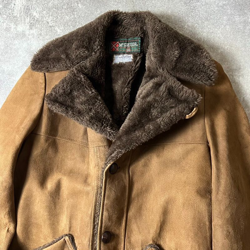 70s USA製 McGREGOR 本革 スエード レザー ボア コート 38 / 70年代