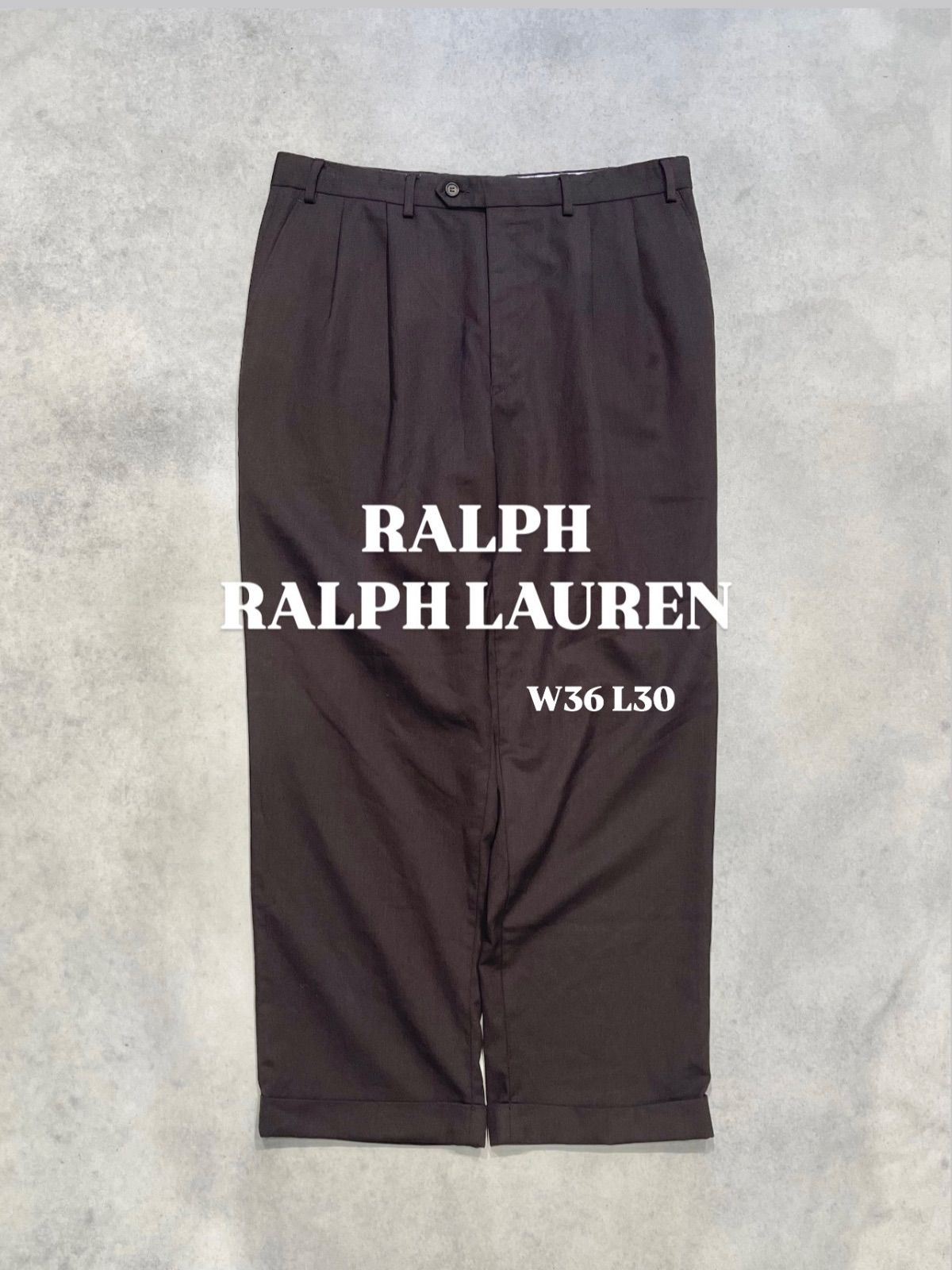 90's Polo Ralph Lauren ツータック ウールスラックスパンツ 90s ポロ ラルフローレン ツータック スラックス ポリエステル