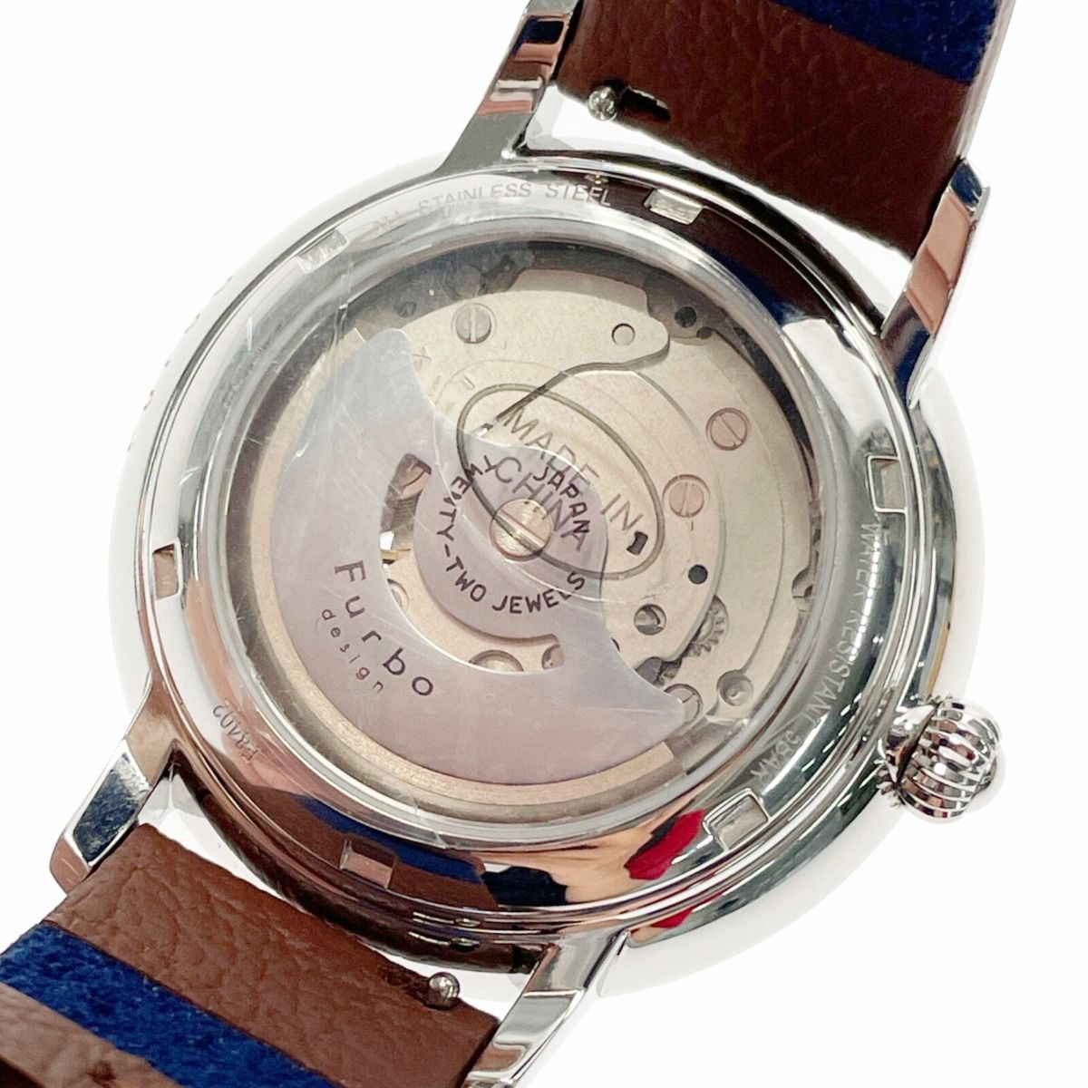 Furbo フルボデザイン 自動巻き F8402 シルバー×ブラウン ホワイト文字