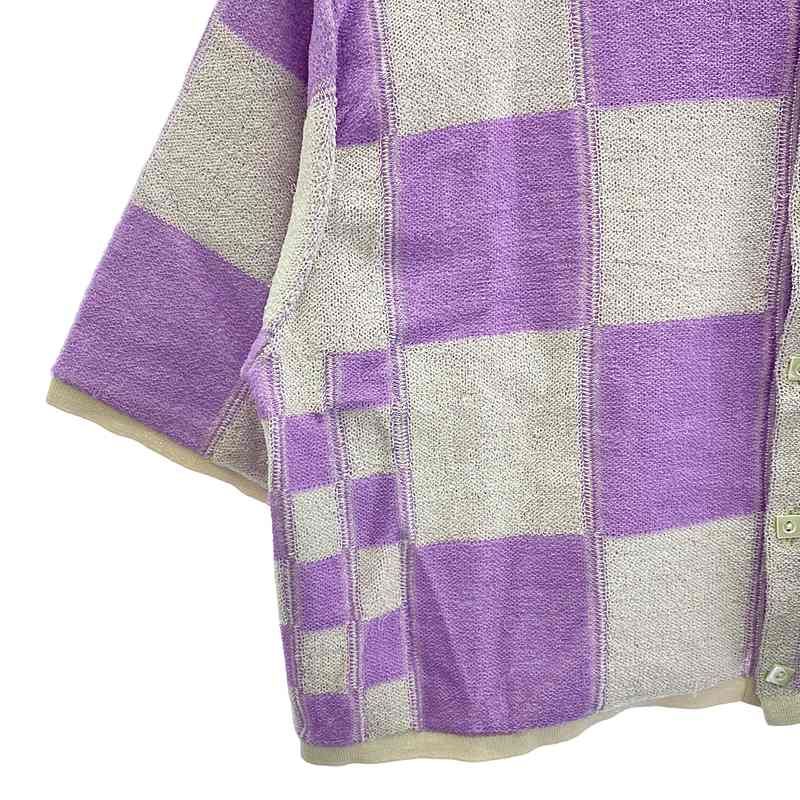 NKNIT / ンニット | 2023SS | short check pattern knit shirt チェックパターン ニット シャツ パイル | パープル / オフホワイト | レディース NKNIT / ンニット | 2023SS | short check pattern knit shirt