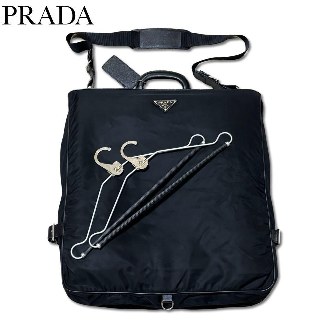 ヨコ33cm◆美品◆ PRADA キャリーケース 三角ロゴ ナイロン サフィアーノレザー