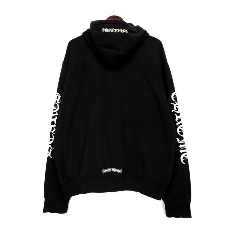 クロムハーツ CHROME HEARTS SWTSHRT HD ZIP 袖 英字 ロゴ プリント ジップ アップ フーディ パーカー w24431
