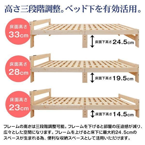 2口コンセント 棚付き ボンネルマットレス付 すのこベッド シングル 幅98.5cm 日本檜ベッドフレーム 圧縮梱包 〔組立品〕〔代引不可〕 -  メルカリ