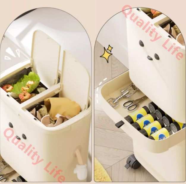 ゴミ箱 ワンタッチ開閉 抗菌3段 分別 スリム 蓋付き 3段 縦型 大容量 ふた付き キャスター 分別ゴミ箱 ごみ箱 キッチン台所 リビング おしゃれ サイドワゴン