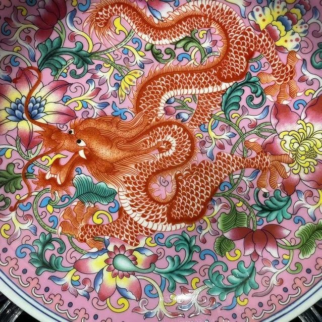 景徳鎮 黄地花鳥盤 黒竜万花盤 紅竜万花盤 陶磁器 現代工芸品 美術品 置物 景徳鎮 黄地花鳥盤 黒竜万花盤 紅竜万花盤 陶磁器 現代工芸品
